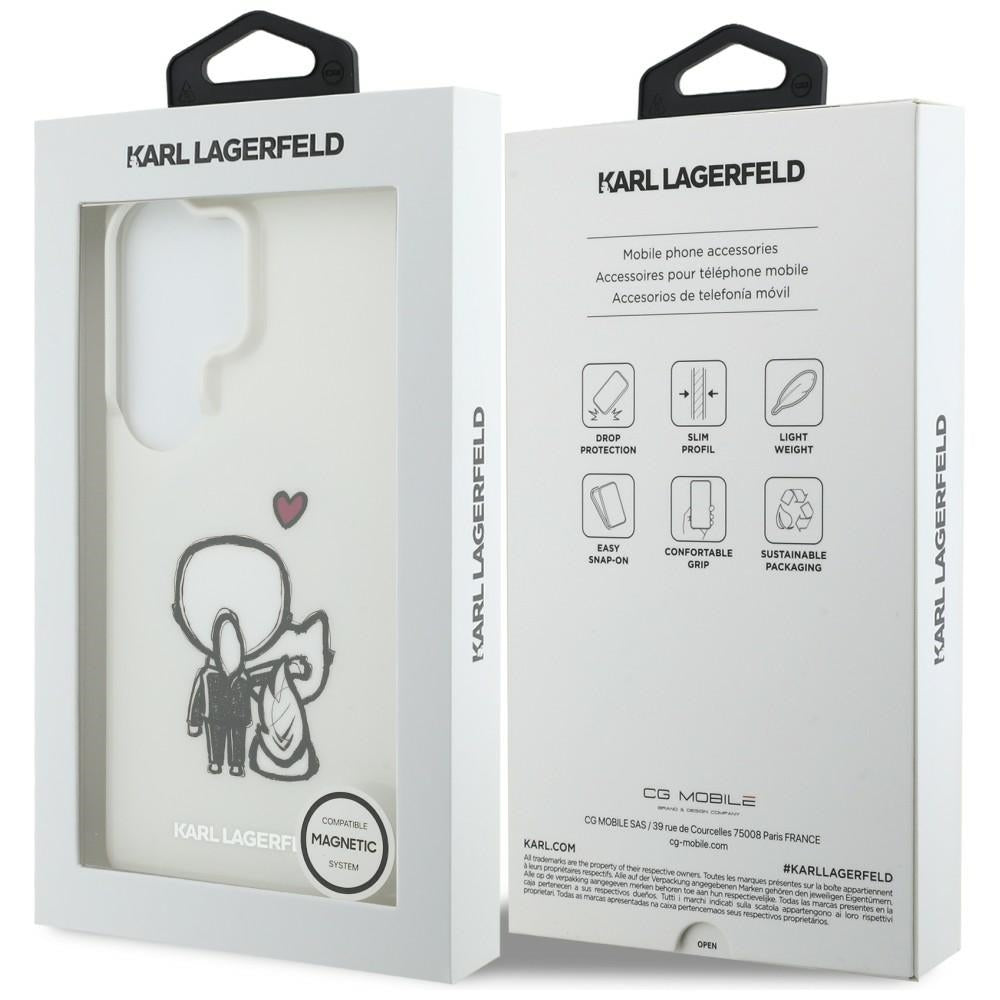 Калъф MagSafe за Samsung Galaxy S26 Ultra S948, Karl Lagerfeld, IML Karl & Choupette Back Logo, Бял