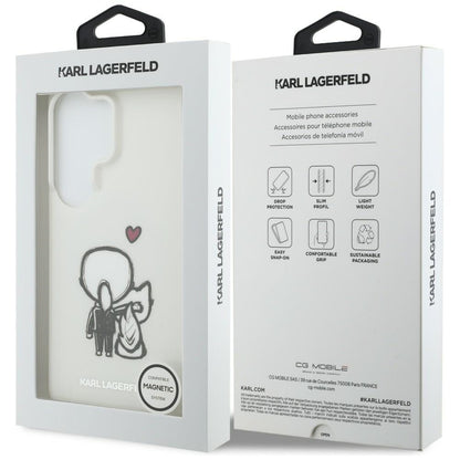 Калъф MagSafe за Samsung Galaxy S26 Ultra S948, Karl Lagerfeld, IML Karl & Choupette Back Logo, Бял
