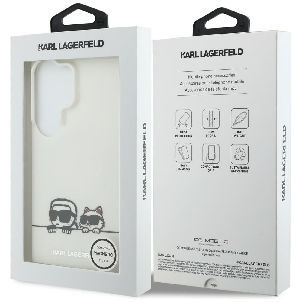 Калъф MagSafe за Samsung Galaxy S26 Ultra S948, Karl Lagerfeld, IML Karl & Choupette Peekaboo Logo, Бял