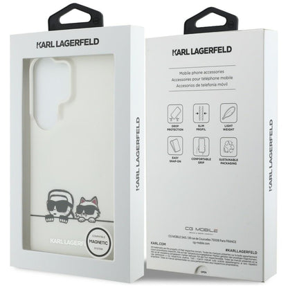 Калъф MagSafe за Samsung Galaxy S26 Ultra S948, Karl Lagerfeld, IML Karl & Choupette Peekaboo Logo, Бял