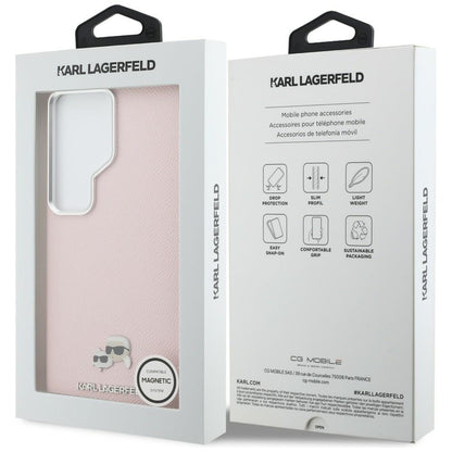 Калъф MagSafe за Samsung Galaxy S26 Ultra S948, Karl Lagerfeld, Karl & Choupette Head's Pin, Розов