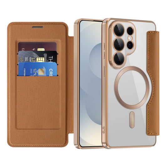 Калъф MagSafe за Samsung Galaxy S26 Ultra, Techsuit, SmartMag Book, Кафяв