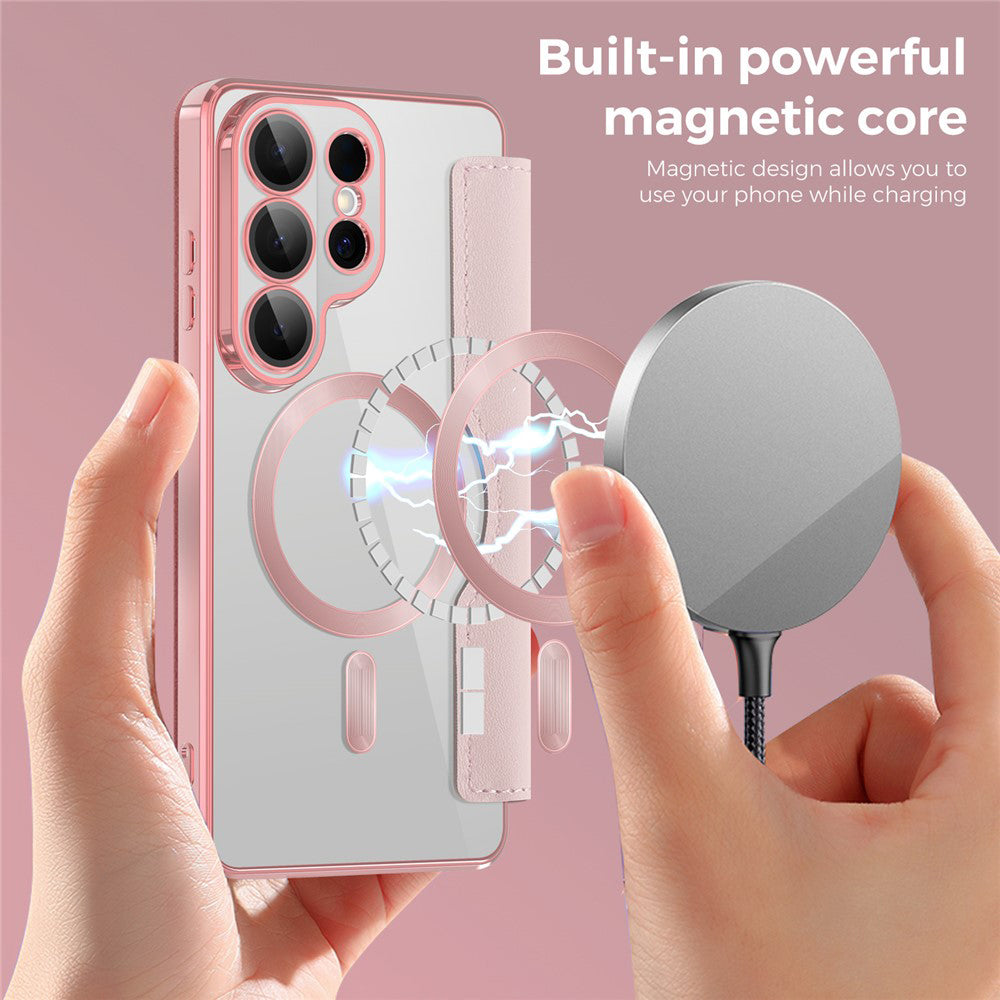 Калъф MagSafe за Samsung Galaxy S26 Ultra, Techsuit, SmartMag Book, Розов