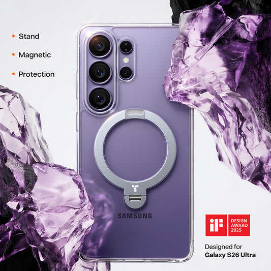 Калъф MagSafe за Samsung Galaxy S26 Ultra, Torras, Ostand Spin, Прозрачен