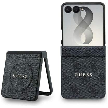 Калъф MagSafe за Samsung Galaxy Z Flip8 F776, Guess, 4G Leather Classic, Черен