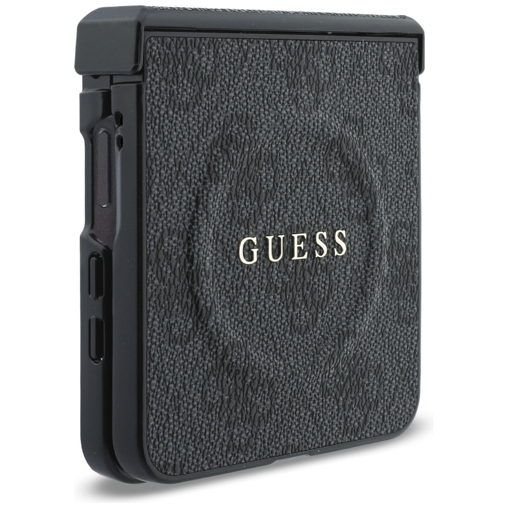 Калъф MagSafe за Samsung Galaxy Z Flip8 F776, Guess, 4G Leather Classic, Черен