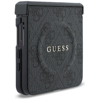 Калъф MagSafe за Samsung Galaxy Z Flip8 F776, Guess, 4G Leather Classic, Черен