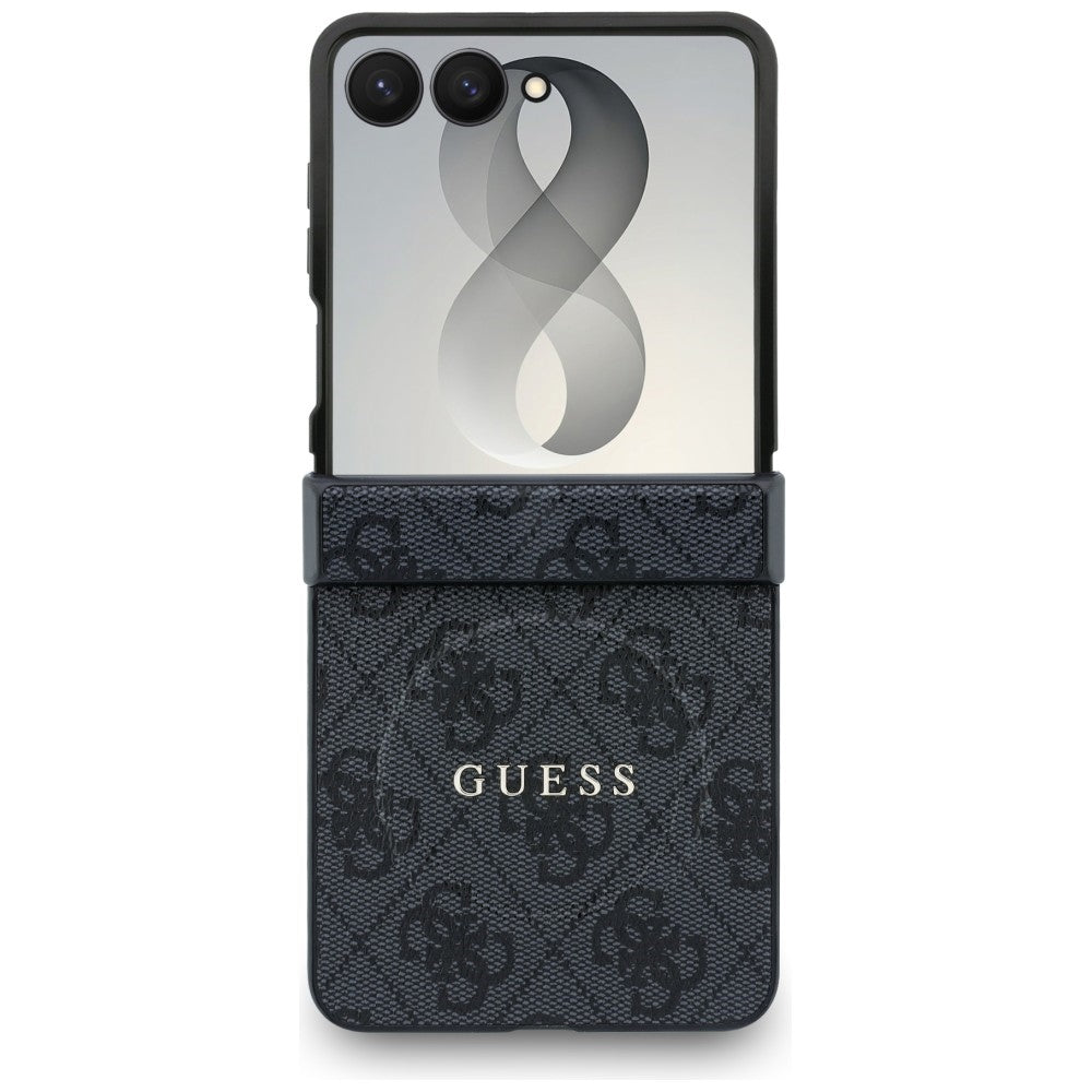 Калъф MagSafe за Samsung Galaxy Z Flip8 F776, Guess, 4G Leather Classic, Черен