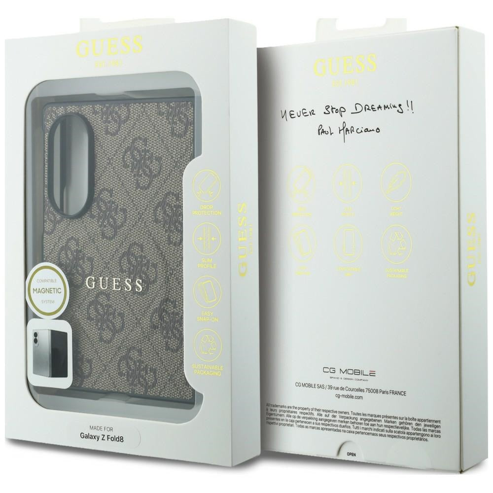 Калъф MagSafe за Samsung Galaxy Z Fold8 F971, Guess, 4G Leather Classic, Кафяв