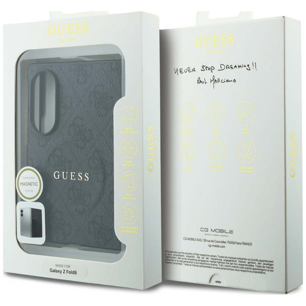 Калъф MagSafe за Samsung Galaxy Z Fold8 F971, Guess, 4G Leather Classic, Черен