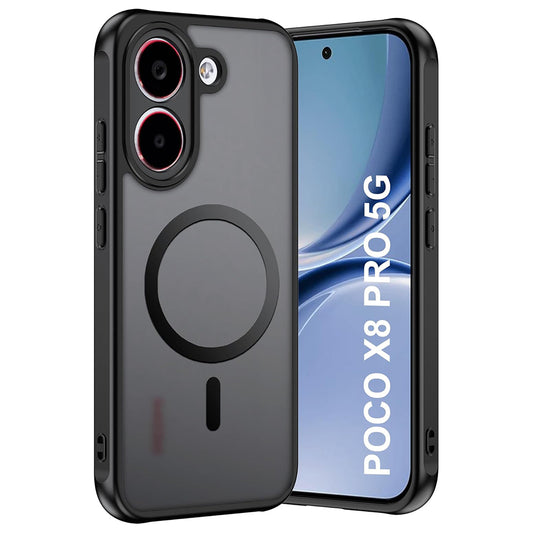 Калъф MagSafe за Xiaomi Poco X8 Pro, Techsuit, PureFrost, Черен сатен