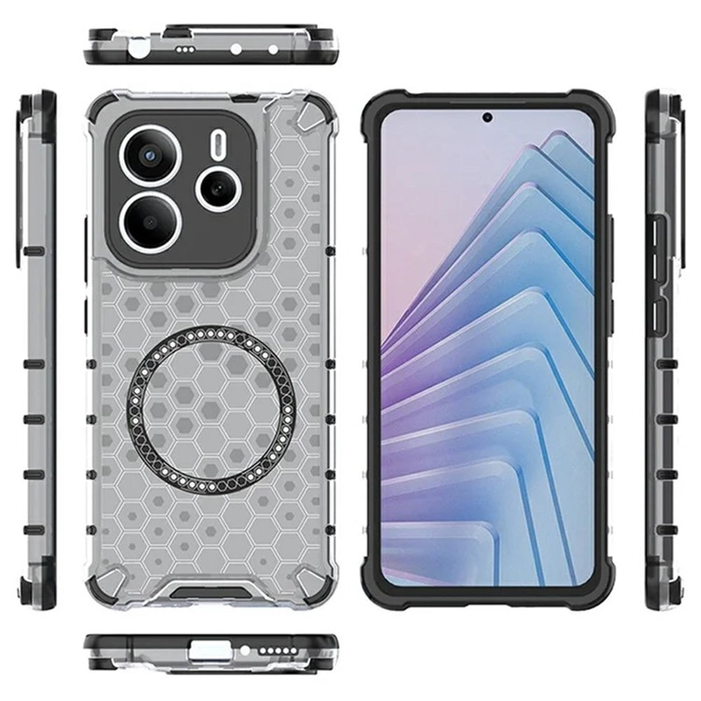 MagSafe калъф за Xiaomi Redmi Note 14 5G, Techsuit, HoneyComb Shield, бял