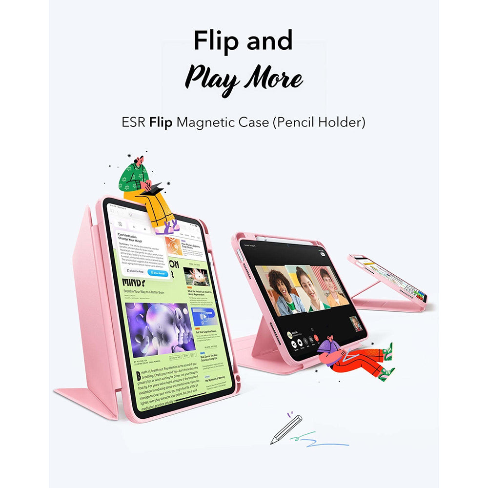 Case for Apple iPad (2025) / (2022), ESR, Flip Hybrid, Pink