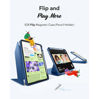 Case for Apple iPad (2025) / (2022), ESR, Flip Hybrid, Blue