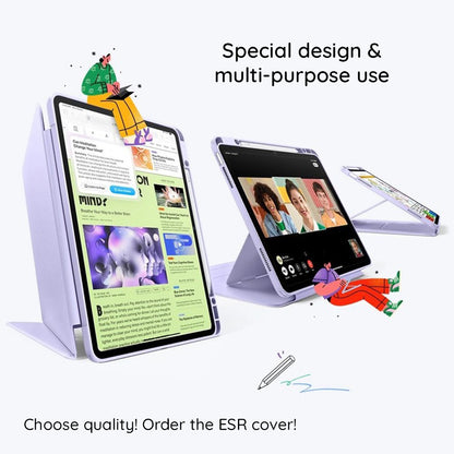 Калъф за Apple iPad (2025) / (2022), ESR, Flip Hybrid с държач за молив, Зелен