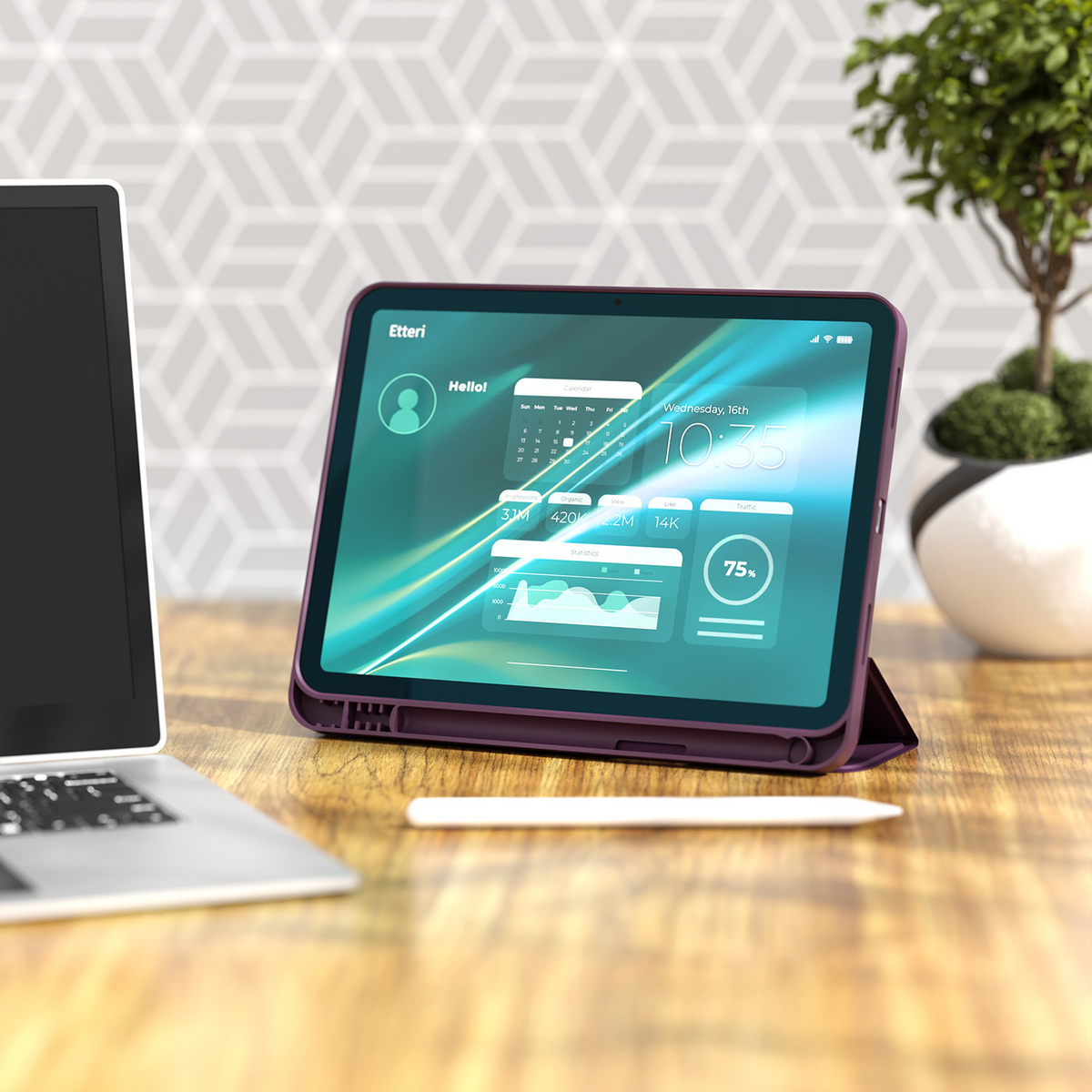 Калъф за Apple iPad (2026) / (2025) / (2022), Etteri, бордо
