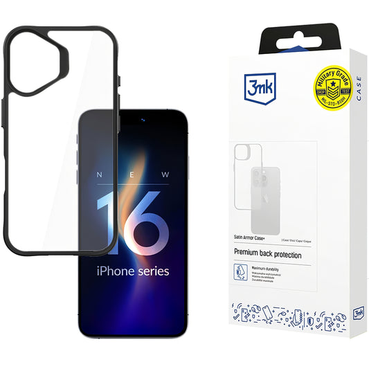 Калъф за Apple iPhone 16, 3MK, Satin Armor Case+, прозрачен 