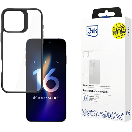 Калъф за Apple iPhone 16 Pro, 3MK, Satin Armour Case+, прозрачен 