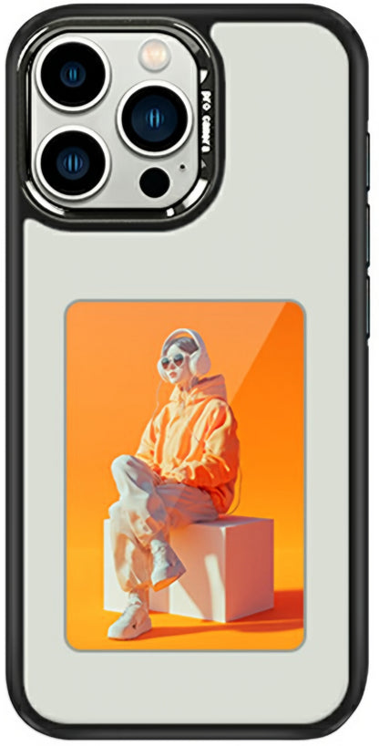 Калъф за Apple iPhone 16 Pro, OEM, Персонализиран E-Ink дисплей (4 инча), Бял