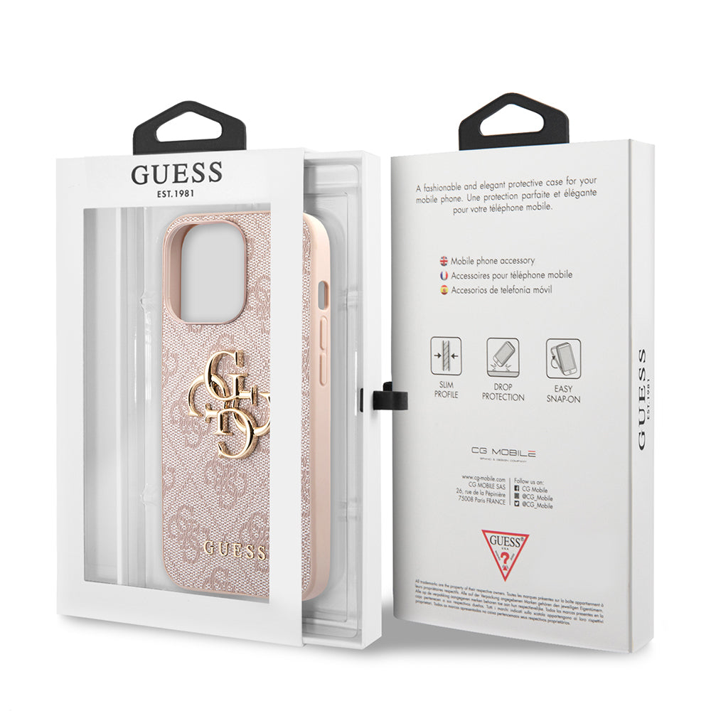 Калъф за Apple iPhone 13 Pro, Guess, 4G Metal Logo, Розов