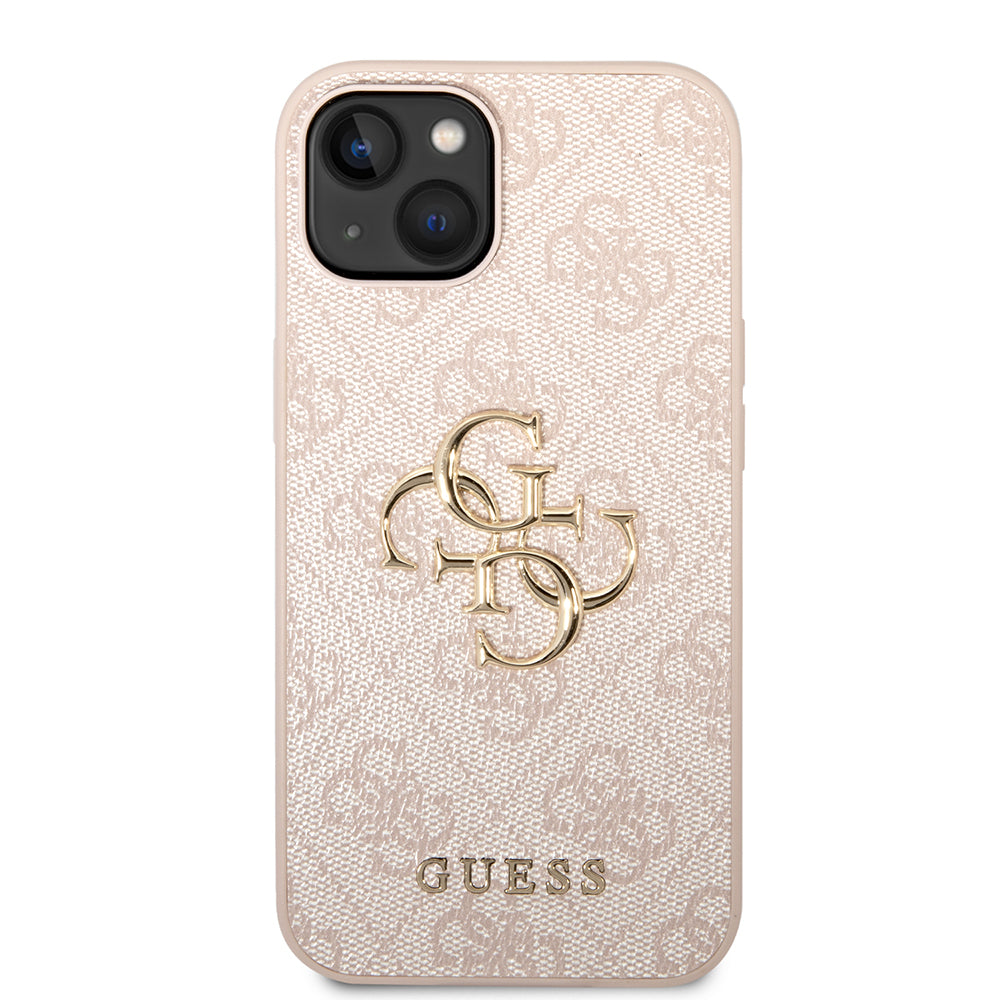 Калъф за Apple iPhone 14, Guess, 4G Metal Logo, Розов