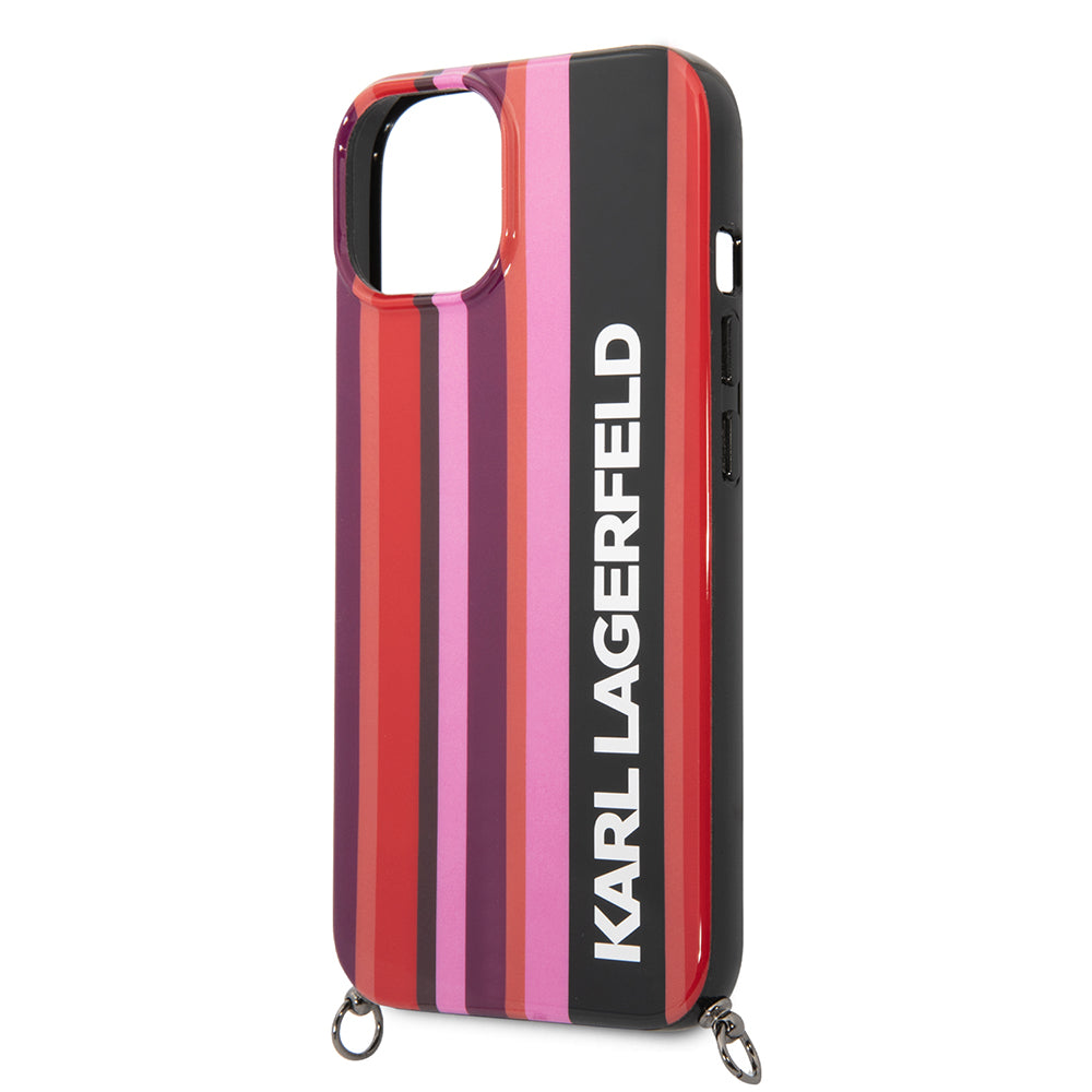 Калъф за Apple iPhone 14, Karl Lagerfeld, Color Stripes with Strap, Розов
