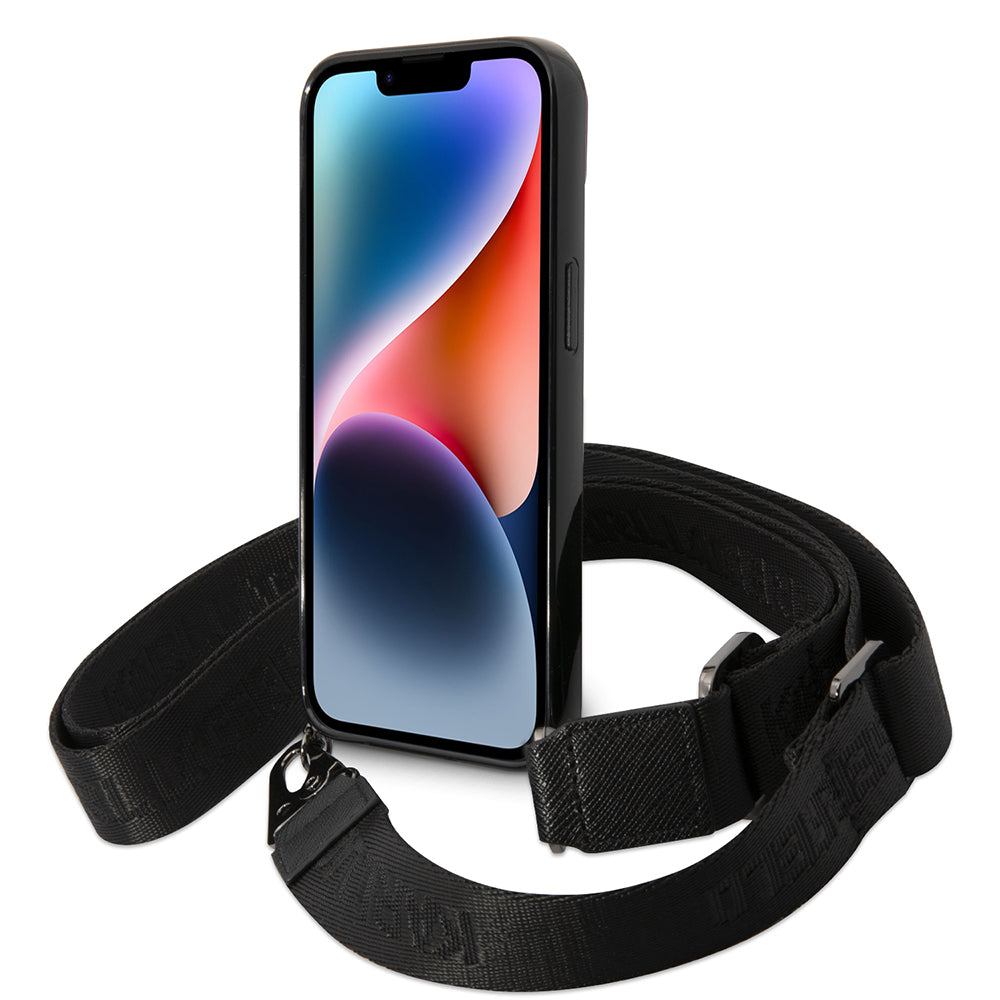 Калъф за Apple iPhone 14, Karl Lagerfeld, Color Stripes with Strap, Розов