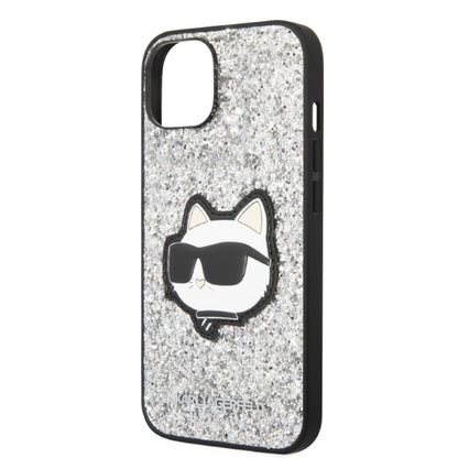 Калъф за Apple iPhone 14, Karl Lagerfeld, Glitter Choupette Patch, Сребрист