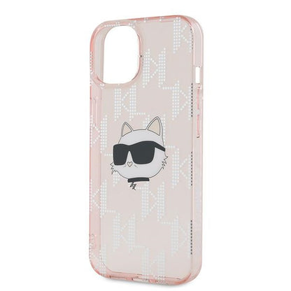 Калъф за Apple iPhone 14, Karl Lagerfeld, IML Luxury Monogram Choupette's Head, Розов