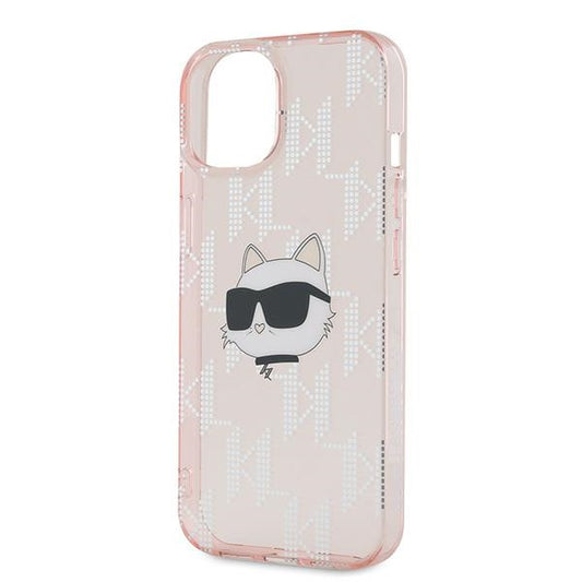 Калъф за Apple iPhone 14, Karl Lagerfeld, IML Luxury Monogram Choupette's Head, Розов