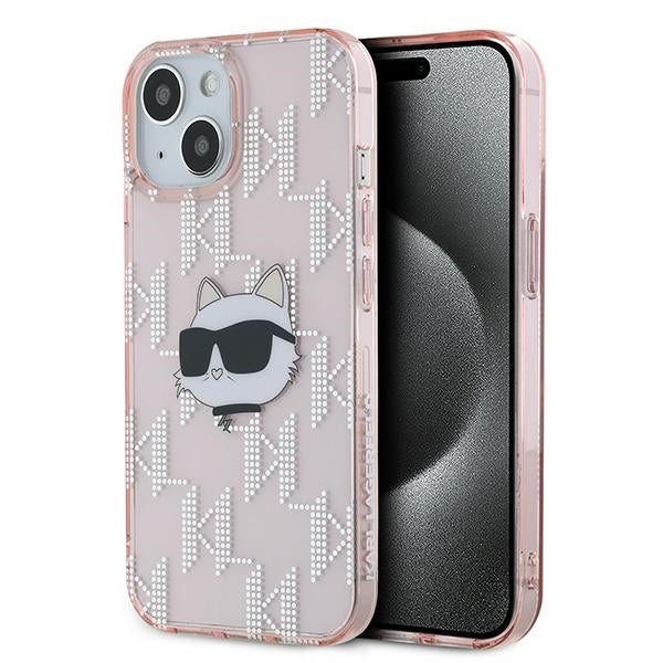 Калъф за Apple iPhone 14, Karl Lagerfeld, IML Luxury Monogram Choupette's Head, Розов
