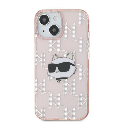 Калъф за Apple iPhone 14, Karl Lagerfeld, IML Luxury Monogram Choupette's Head, Розов