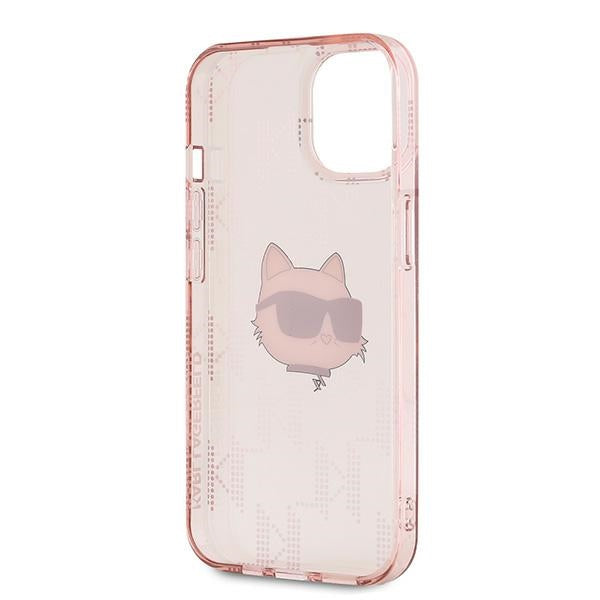 Калъф за Apple iPhone 14, Karl Lagerfeld, IML Luxury Monogram Choupette's Head, Розов