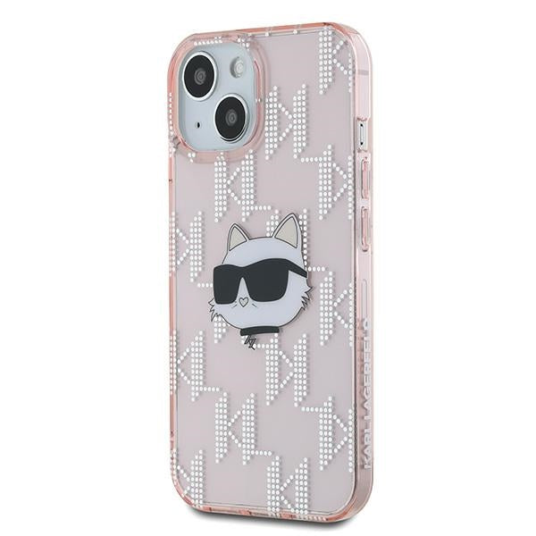 Калъф за Apple iPhone 14, Karl Lagerfeld, IML Luxury Monogram Choupette's Head, Розов