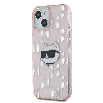 Калъф за Apple iPhone 14, Karl Lagerfeld, IML Luxury Monogram Choupette's Head, Розов