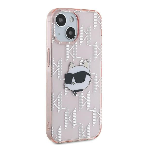 Калъф за Apple iPhone 14, Karl Lagerfeld, IML Luxury Monogram Choupette's Head, Розов