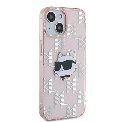 Калъф за Apple iPhone 14, Karl Lagerfeld, IML Luxury Monogram Choupette's Head, Розов