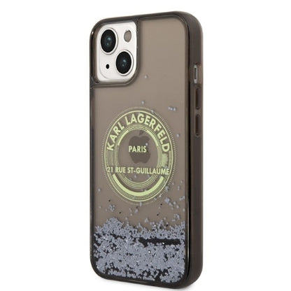 Калъф за Apple iPhone 14, Karl Lagerfeld, Liquid Glitter RSG, Черен
