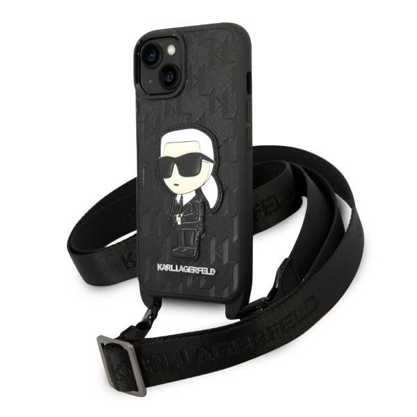 Калъф за Apple iPhone 14, Karl Lagerfeld, Monogram Ikonik Karl, Черен