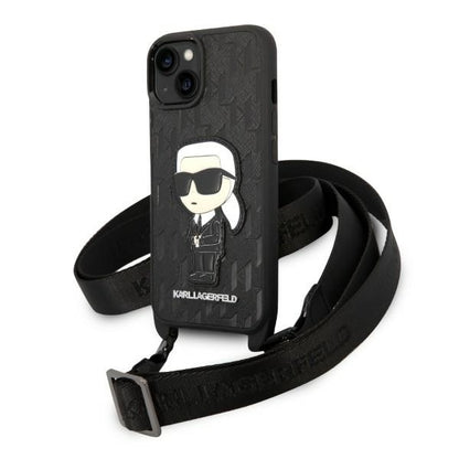 Калъф за Apple iPhone 14, Karl Lagerfeld, Monogram Ikonik Karl, Черен