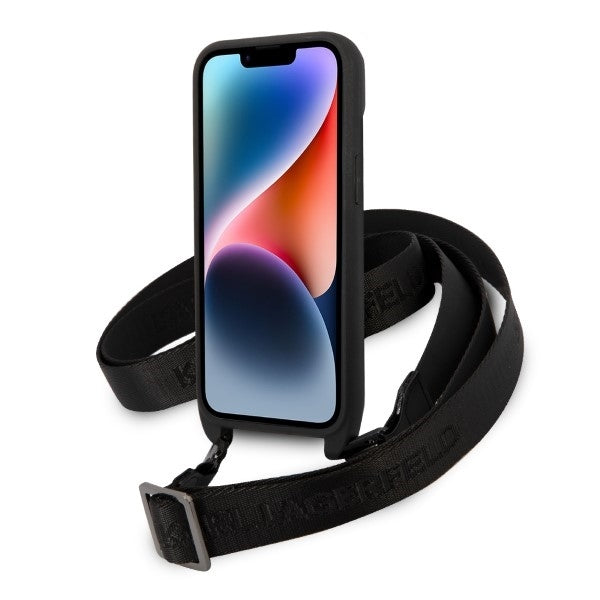 Калъф за Apple iPhone 14, Karl Lagerfeld, Monogram Ikonik Karl, Черен