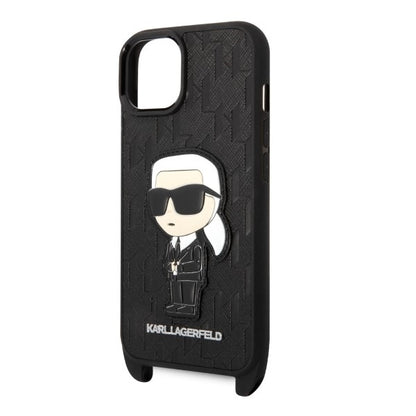 Калъф за Apple iPhone 14, Karl Lagerfeld, Monogram Ikonik Karl, Черен
