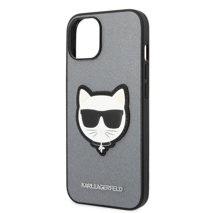 Калъф за Apple iPhone 14, Karl Lagerfeld, Saffiano Choupette's Head, Сребрист