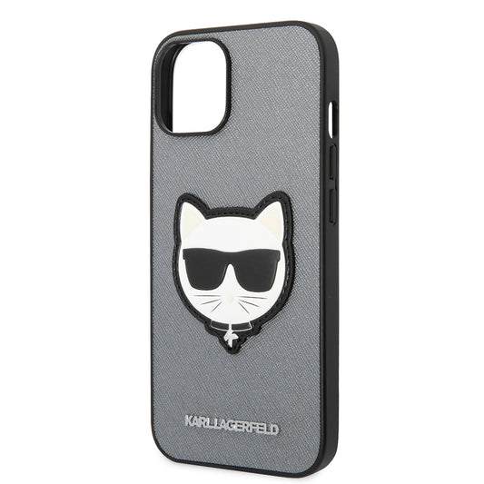 Case for Apple iPhone 14, Karl Lagerfeld, Saffiano Choupette's Head, Silver