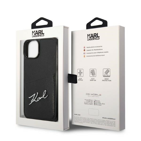 Калъф за Apple iPhone 14 Plus, Karl Lagerfeld, Cardslots Signature Logo, Черен