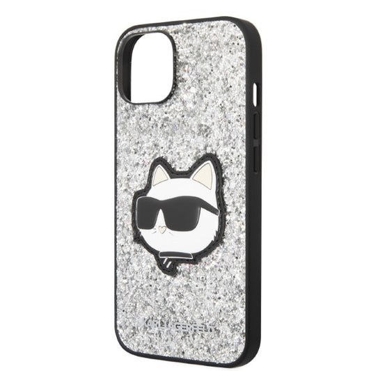 Калъф за Apple iPhone 14 Plus, Karl Lagerfeld, Glitter Choupette Patch, Сребрист