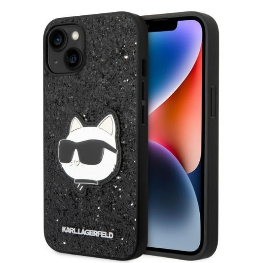 Калъф за Apple iPhone 14 Plus, Karl Lagerfeld, Glitter Choupette Patch, Черен
