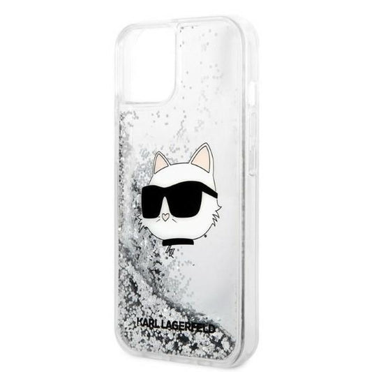 Калъф за Apple iPhone 14 Plus, Karl Lagerfeld, Glitter Choupette's Head, Сребрист