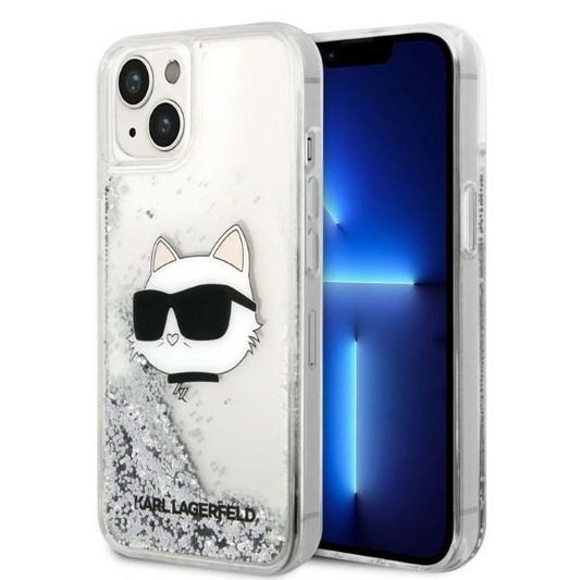 Калъф за Apple iPhone 14 Plus, Karl Lagerfeld, Glitter Choupette's Head, Сребрист