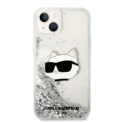 Case for Apple iPhone 14 Plus, Karl Lagerfeld, Glitter Choupette's Head, Silver